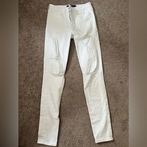 Hollister white high rise skinny distressed jeans